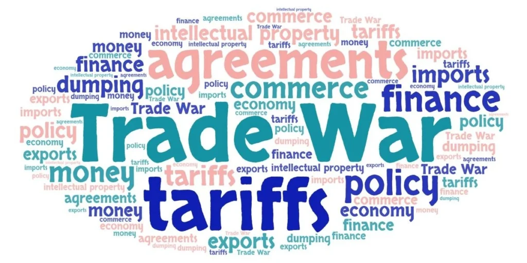 Word Cloud anchored by Trade War and Tariffs
